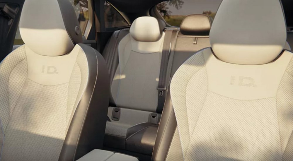 The white interior seating is shown in a 2025 Volkswagen ID.7 is shown.