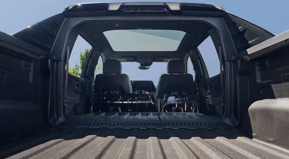 Looking through the open Multi-Flex midgate in a 2024 Chevy Silverado EV.