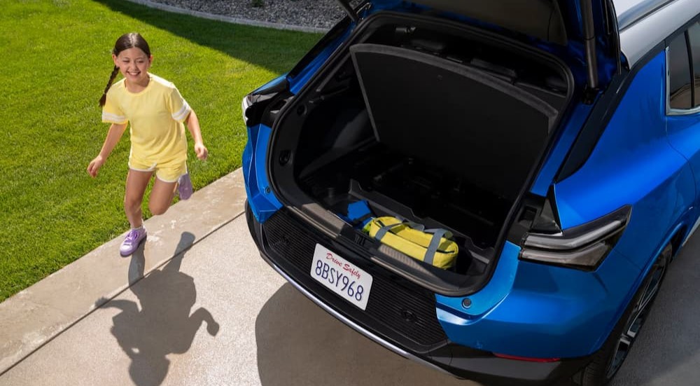 The cargo area is shown in a 2025 Chevy Equinox EV.