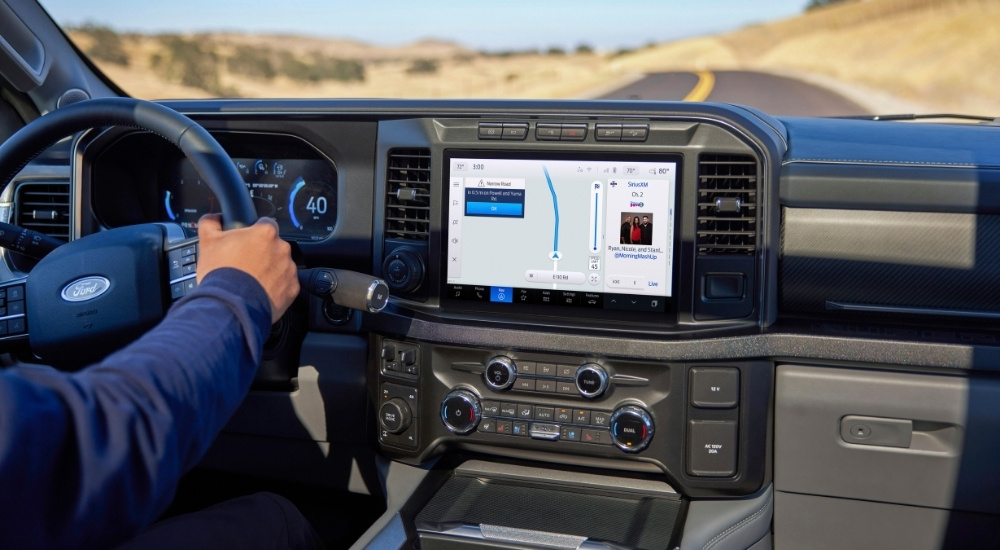 The interior of a 2025 Ford F-350 is shown.