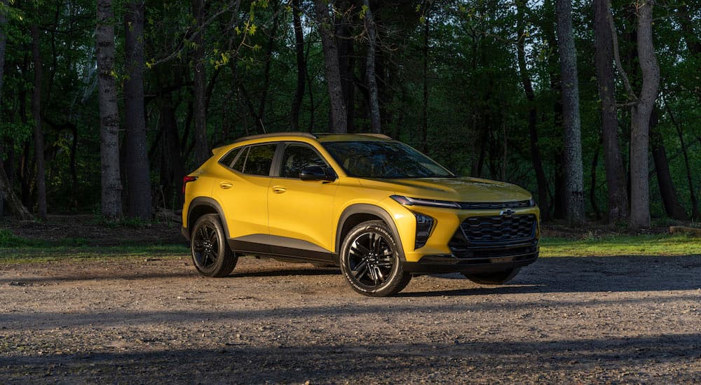 A yellow 2024 Chevy Trax is shown.